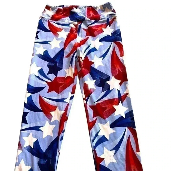 Lularoe one size light blue star leggings . NWOT. From Americana collection. - Picture 2 of 5